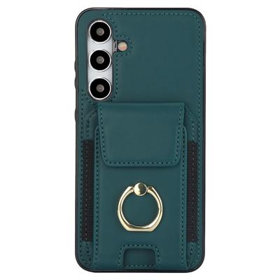 For Samsung Galaxy S24 Case Leather Coated TPU Kickstand Card Holder Phone Cover