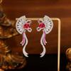 Fan-shaped Zircon Earrings: S925 Silver, Hollow, Retro Long Style, Slimming Design for Women