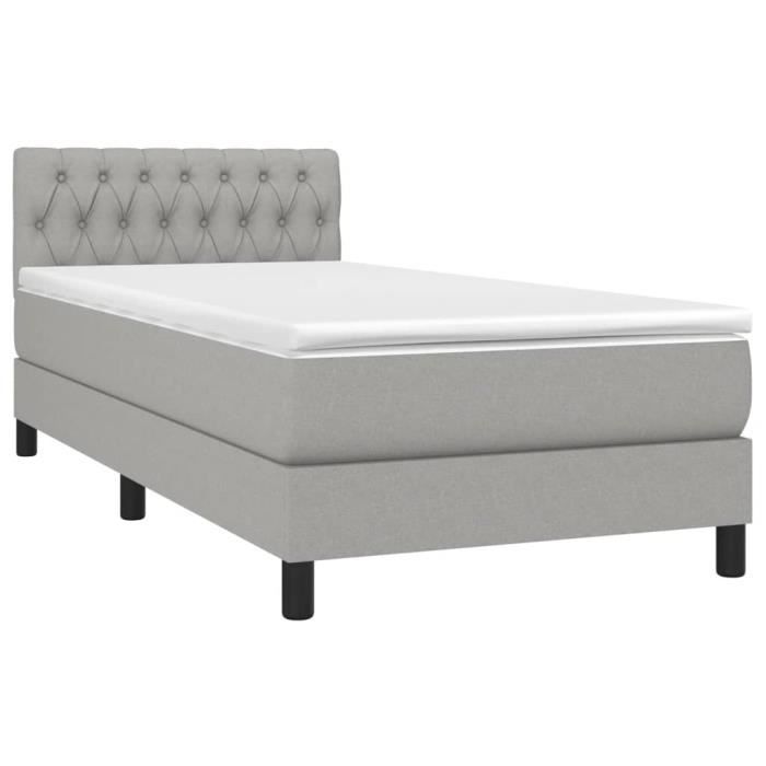 VidaXL Divan Bed with Mattress Light Grey 90x200 Cm Fabric - Model 3140265