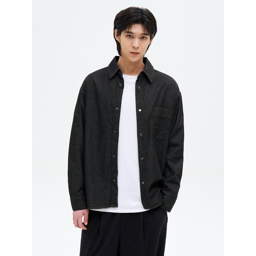 8Seconds Loose Fit Washed Denim Shacket Black Black/M