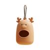 Dog Poop Bag Dispenser, Silicone Dog Waste Bag Holder with Carabiner, Portable Cute Elk Poop Bag Holder for Dogs Cats