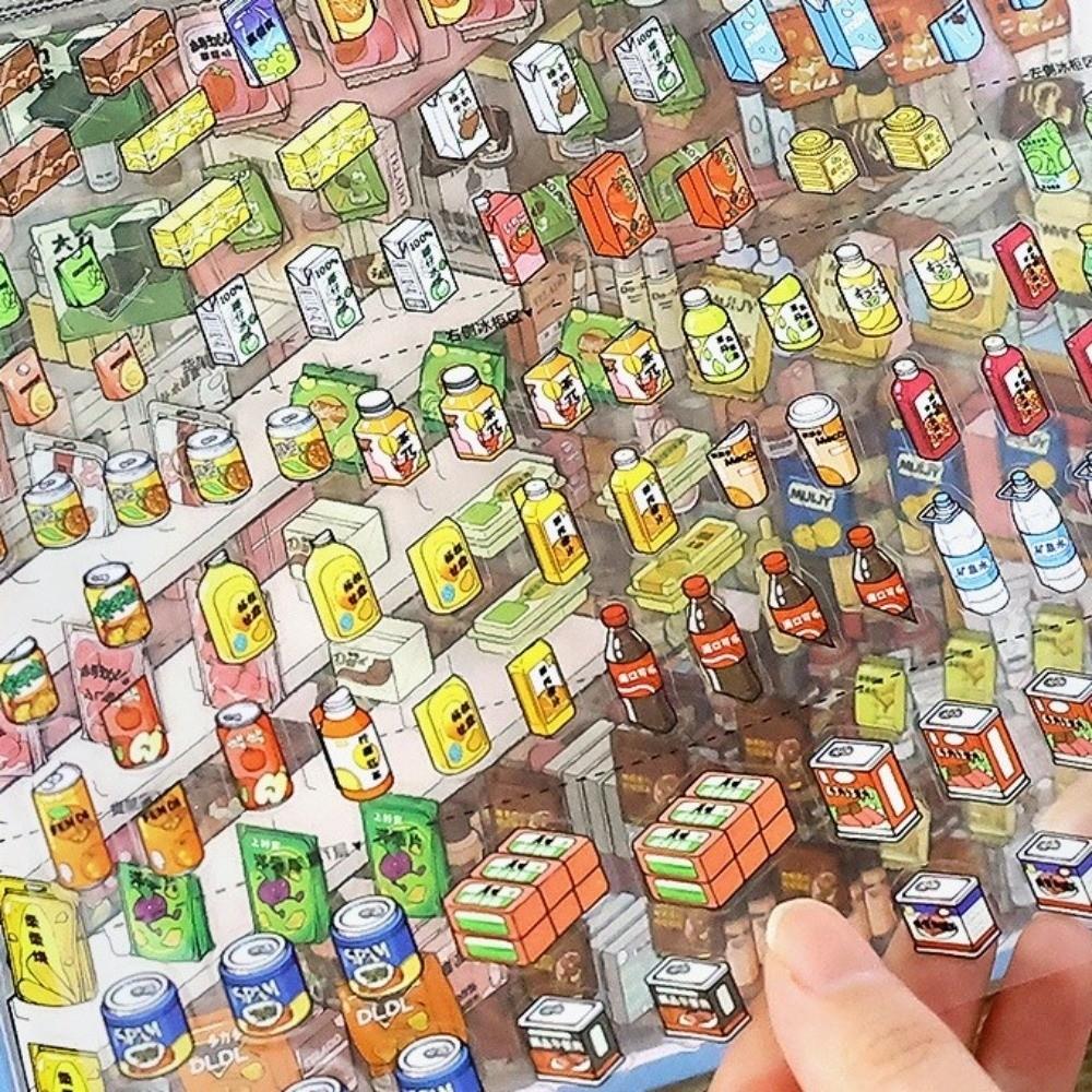 Large Size Shop Scene Sticker Cute Miniature Scene Sticker New Stacking Sticker Book  Children Toy