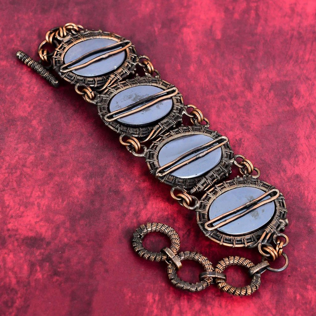 Shungite gemstone bracelet copper wire wrapped handmade bracelet copper jewelry adjustable chain bracelet wedding gift latest design jewelry