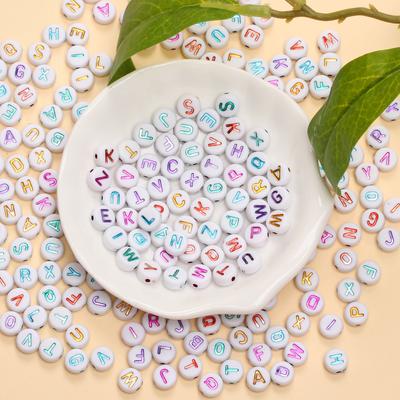 100Pcs Letter Beads 7mm Acrylic Letter Beads Colored Round Letter Beads Used For Bracelet Necklace Jewelry DIY Jewelry Production