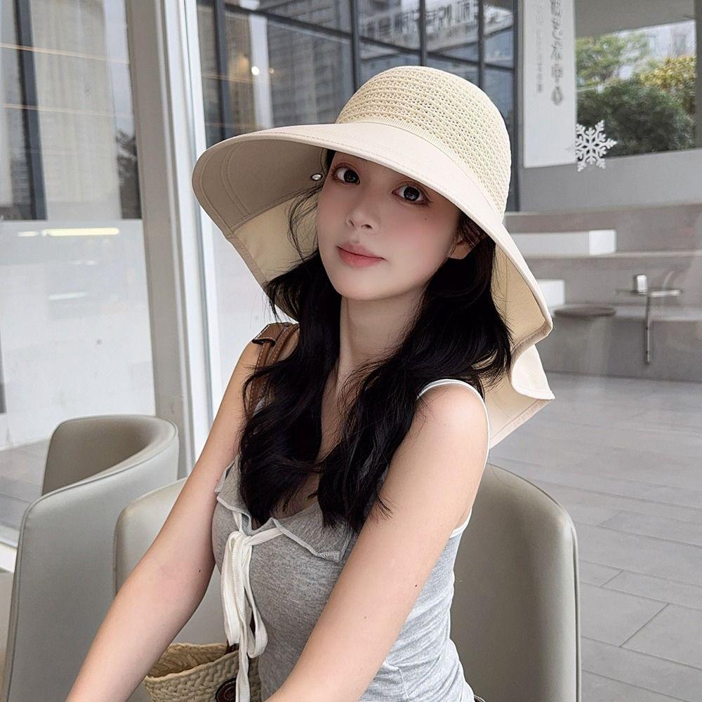 Elegance Large Brim Sun Hat Foldable Summer Fisherman Cap Fashion Wide Brim Sunhat  Outdoor