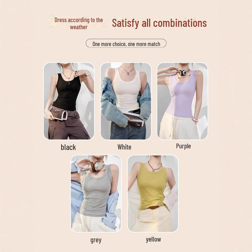 2025 Women's Slim Ice Silk Camisole Vest - Versatile for Layering, Inner, or Outer Wear, Elastic & Sleeveless