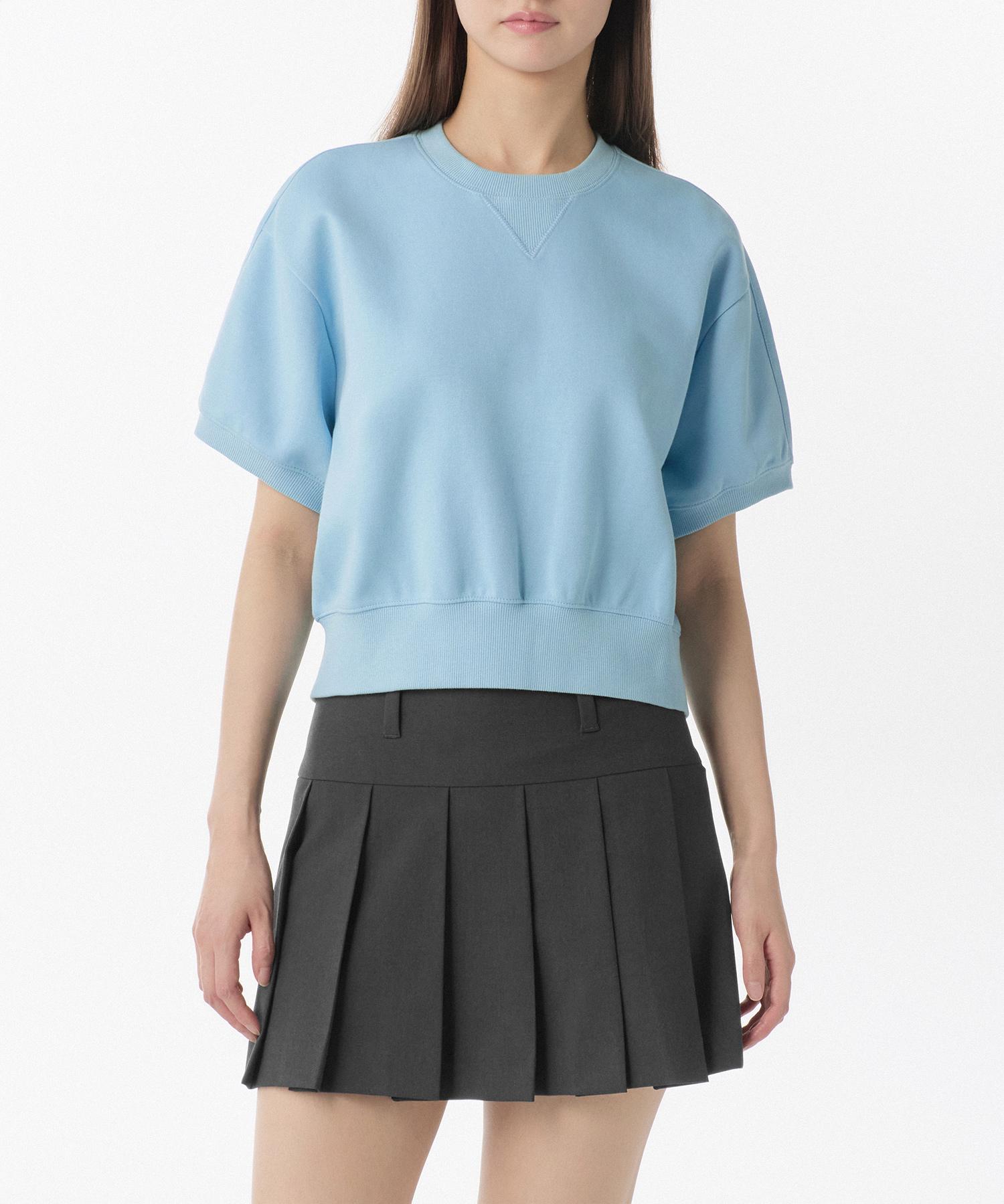 Musinsa Standard Woman Women S Double Knit Short Sleeve Sweatshirt [Sky Blue] Sky Blue/Xs