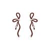 Ankara Red Bow Zircon Pearl Stud Earrings Female Hong Kong Style Retro Fashion Temperament Commuter Versatile Earrings Earrings