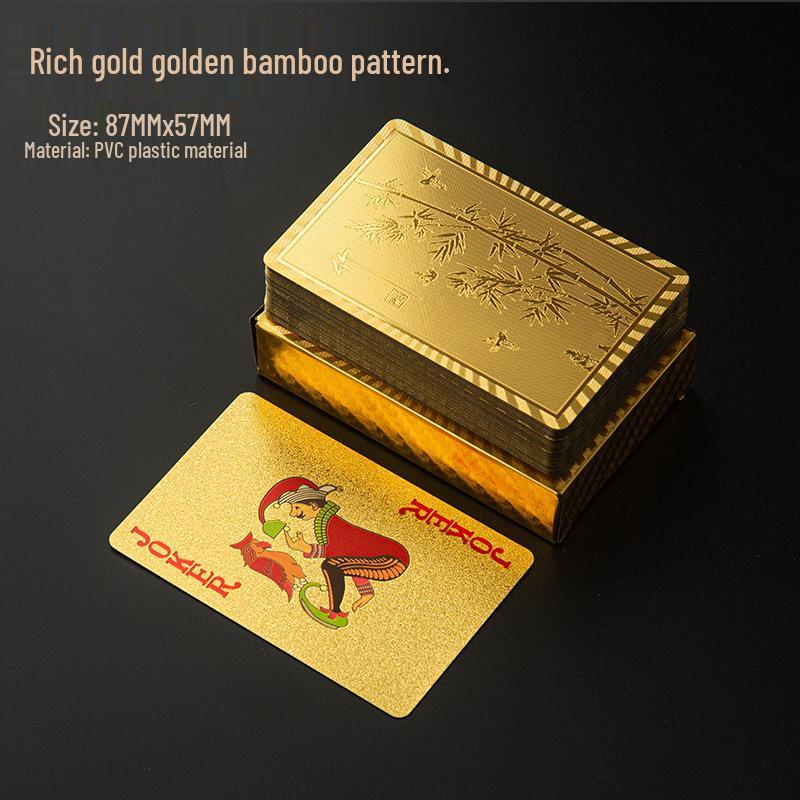 Gold Waterproof Washable PVC Plastic Poker Playing Cards - Thickened and Creative Guandan Special Edition