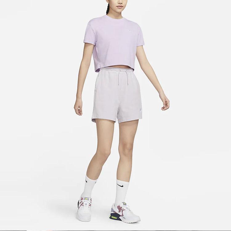 Nike Casual Solid Color Logo Short Sleeve Round Neck T-Shirt Women Tops Pink Purple DA0324-530