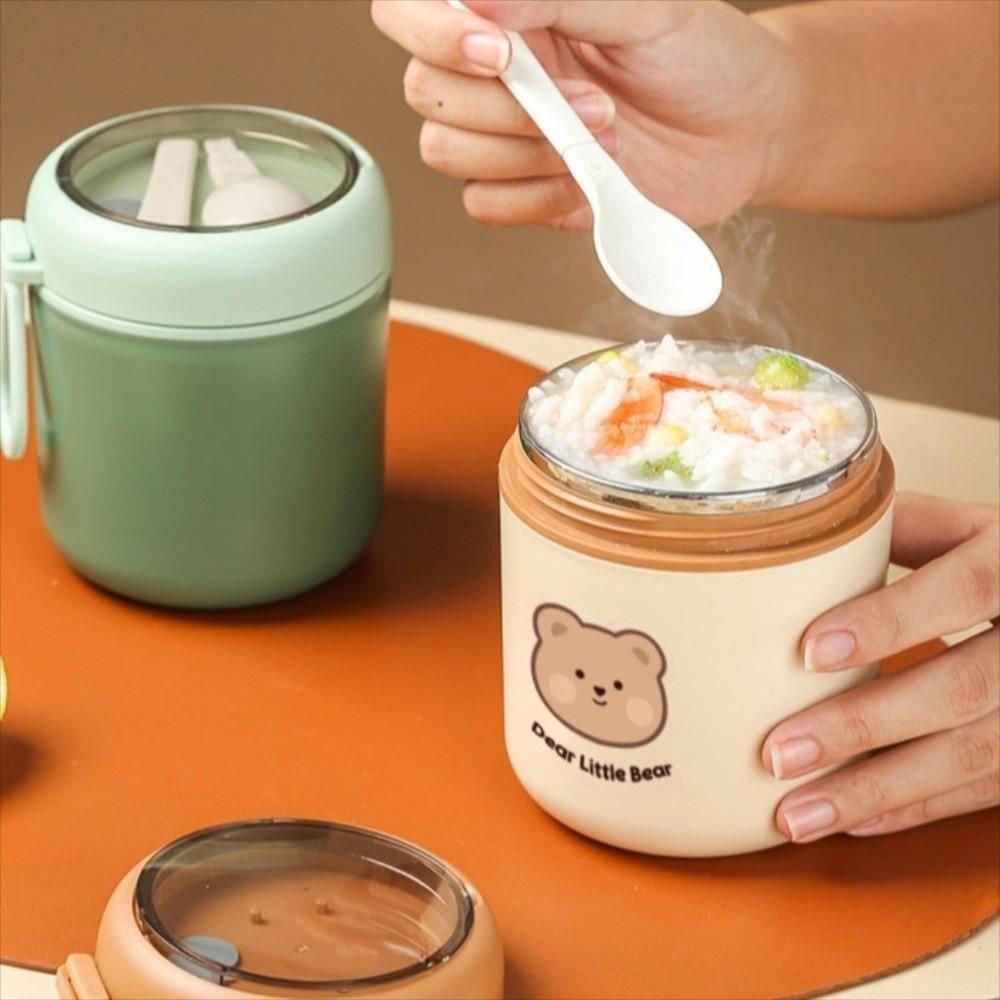 304 Stainless Steel Cute Thermos Flask Bear Warmer Food Container Porridge Soup Container  for Kids