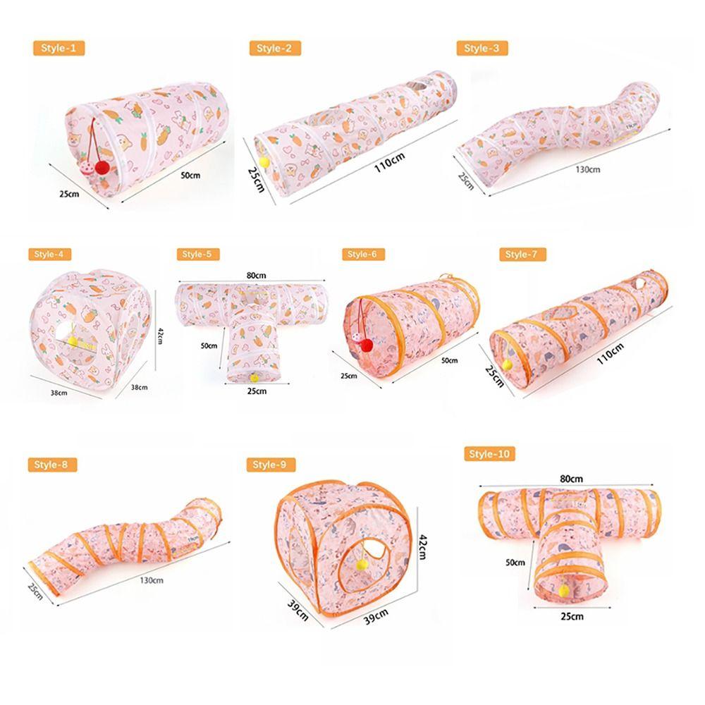 Cartoon Polyester+Steel Wire Cat Tunnel Tube Foldable Training Interactive Cat Nest Breathable Cat Maze Tunnel Rabbit