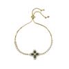 Luxury Full Zircon Rhombus Flower Bracelet Adjustable Fashion Commuter Elegant Niche Jewelry For Women Daily Wear