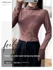 Kadın Dar Kesim Yüksek Yakalı Crop Top Uzun Kollu Gömlek
