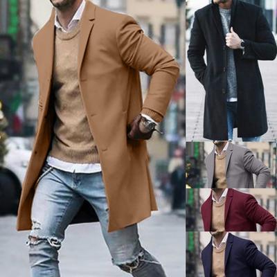 Men's  Winter Button Slim Long Sleeve Suit Jacket Trench Coat Top Blouse