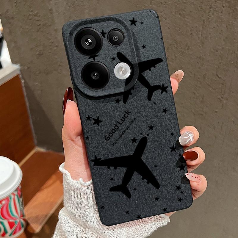 

Для Xiaomi 13T Pro Poco X7 X6 M6 Pro Redmi Note 14 13 Pro 12 11 чехол с принтом самолета, кожаная текстура, мягкий противоударный матовый тонкий чехол для телефона TPU Redmi Note 13 Pro+ 5G чёрный