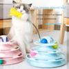 4-stöckiges drehbares Spielzeug für Katzen Zubehör Turm Bahnen mit Bällen Katzenspielzeug Interaktives Intelligenztraining Mit lustigem Katzenstab