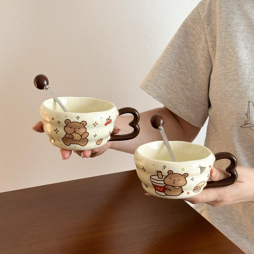 Cute Kapibala Ceramic Mug Children's Home Breakfast Coffee Mug for Friends Practical Birthday Gifts