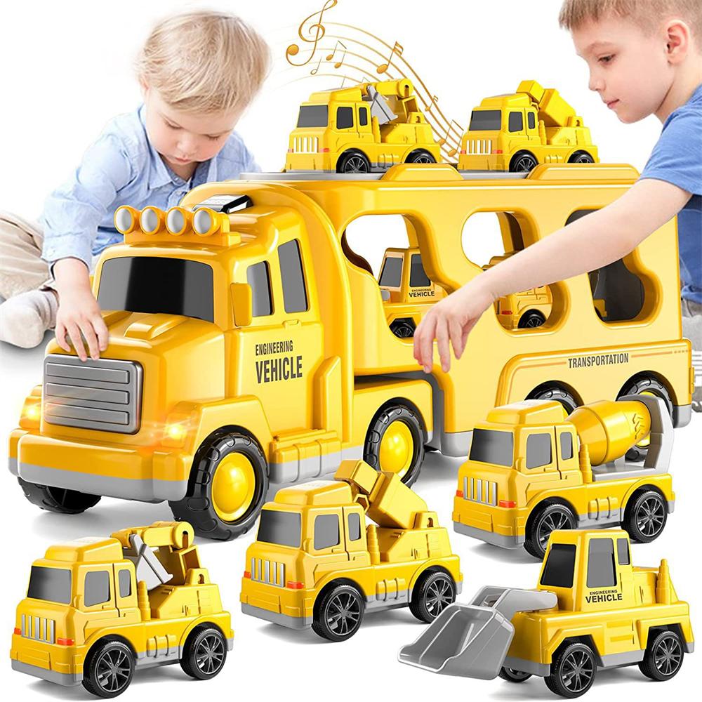 Friction Power Vehicle Toy Car Set Toddler Fire Engine Toys For Boys Girls Carrier Truck Transport Cars Firefighter Vehicles