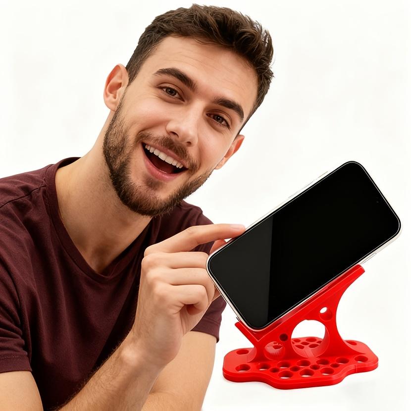 Supporto Ergonomico per Telefono con Impugnatura Antiscivolo e Altezza Regolabile - Caratterizzato da una Base Curva Robusta, Gambe Pieghevoli/Non Pieghevoli