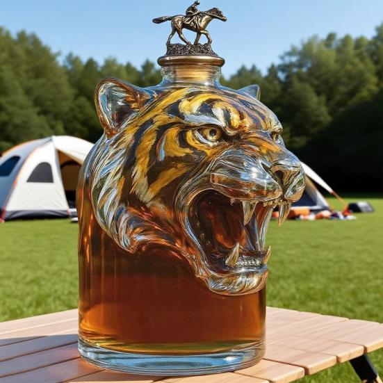 Láhev na whisky ve tvaru tygra 3D zvířecí karafa 300 ml Unikátní skleněná láhev na whisky Dárek pro milovníky whisky a nadšence do domácích mazlíčků