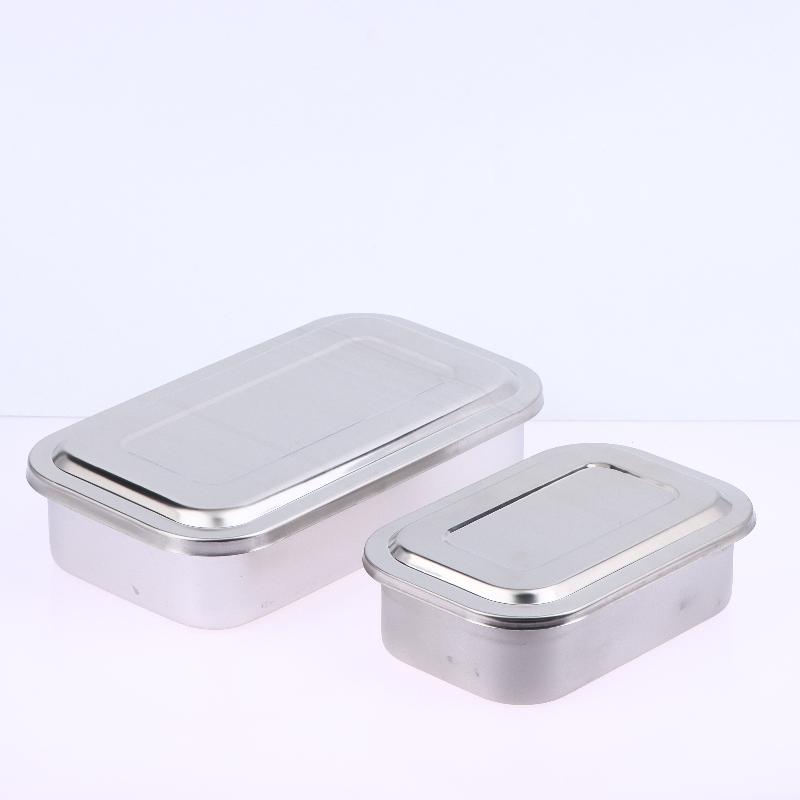 Dental Instruments Tray With Lid Stainless Steel Surgical Medical Disinfection Box Rectangular Plate Sterilization Container New