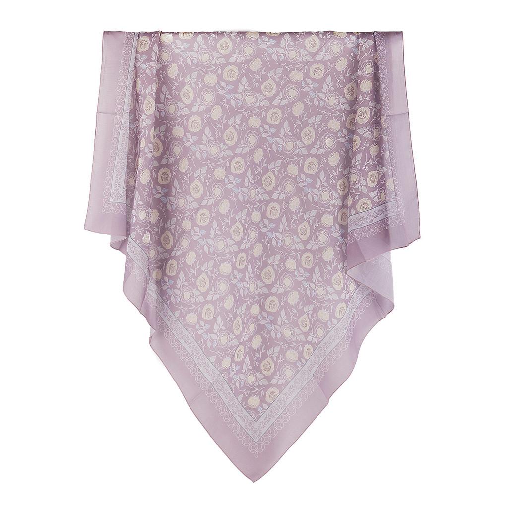 Cotton Linen Square Scarf With Floral Print And Fringed Edges For All Seasons style A