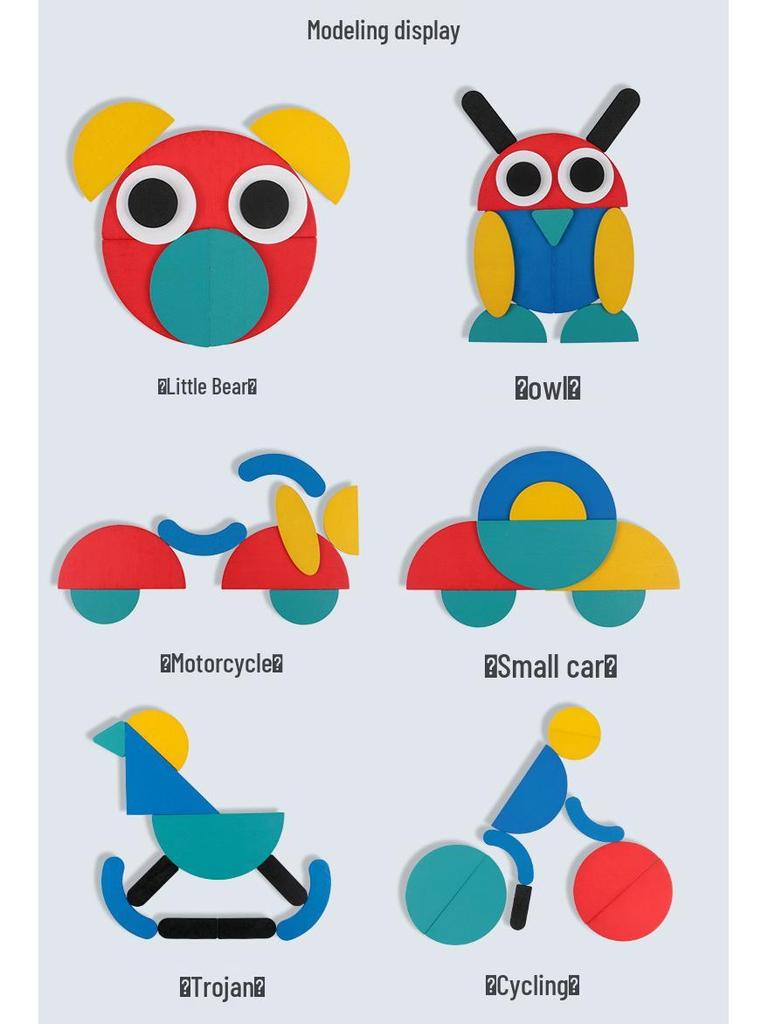 Fun Educational Jigsaw Tangram for Kids Ages 3-6 - Hands-On Brain-Teasing Puzzle Toy