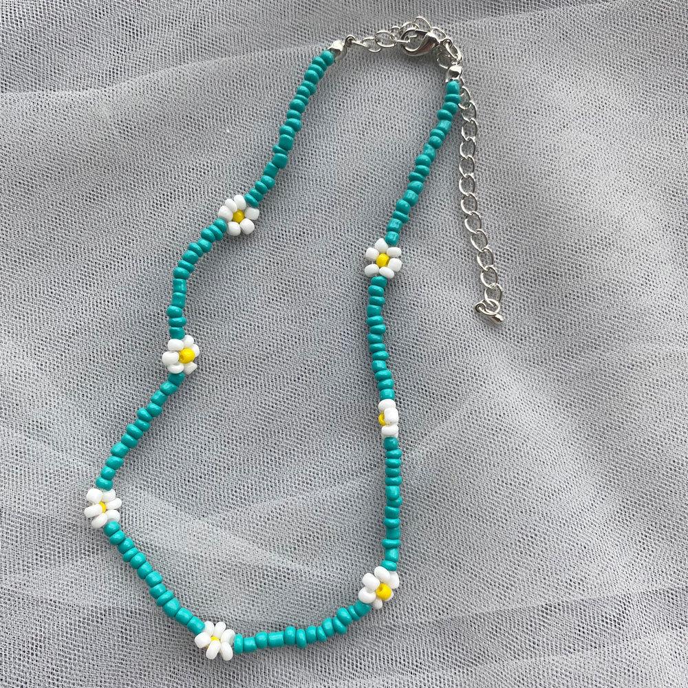 Bohemia Style Colorful Flower Beads Necklace for Women Girls Summer Vacation Decorations Necklace Beach Party Jewelry Gifts New