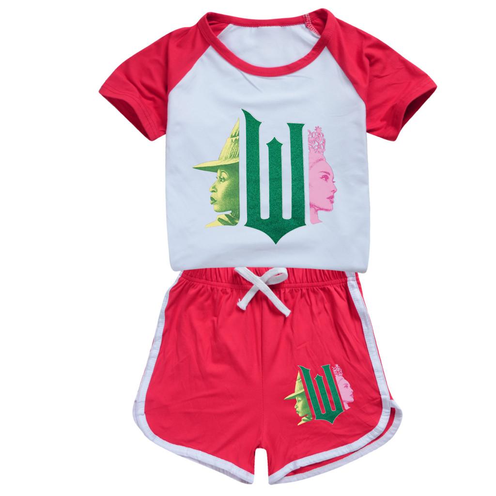 

Детский комплект спортивной одежды для девочек с принтом ведьмы, футболка с короткими рукавами, шорты, брюки 100cm