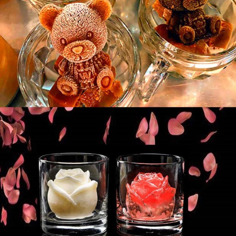 Bear Shaped Ice Cube Mold, Rose Ice Cube Mold, Milk Tea Coffee Mold, Ice Cube Bear Mold