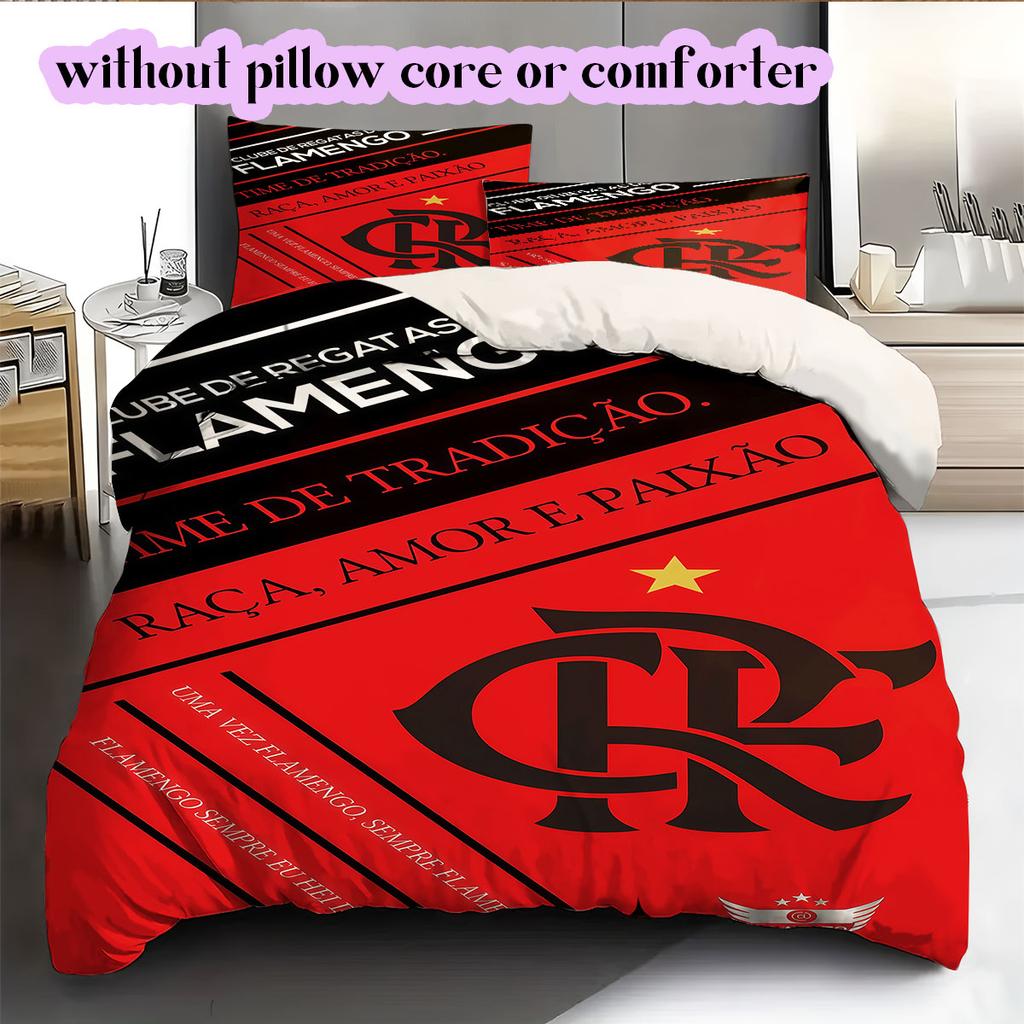 Flamengo Football Soccer Pattern Bedding,Quilt Set Quilt Cover Pillowcase Home Birthday Gift (1*duvet Cover+2*pillowcase,without Core)