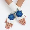New Autumn and Winter Women's Knitted Woolen Sleeve Sleeves Half Finger Exposed Gloves Fashionable and Warm Short Wrist Guards Flower Gloves