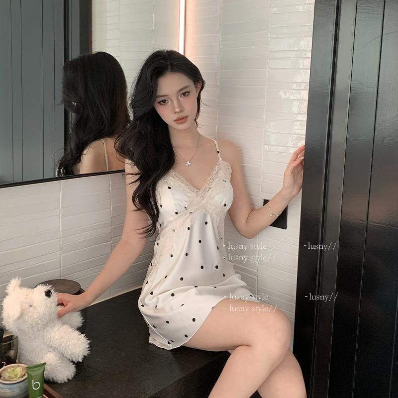 Сексуальные женские летние пижамы новые модели с чашечками, ледяной шелк, стиль pure desire, ночная сорочка на бретельках, шорты на бретельках, одежда для дома M【80-100】