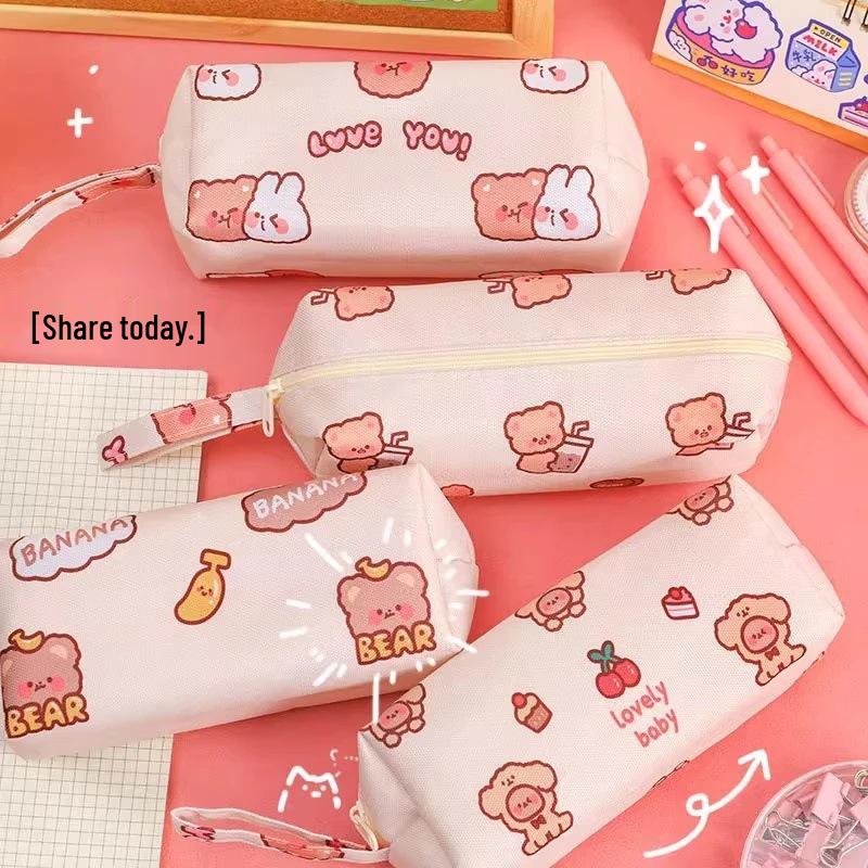 5 Yuan Newcomer Discount: Cute Cartoon Bear Pencil Case - Japanese Style for Girls and Kids