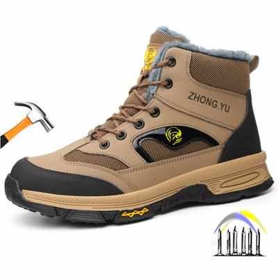 Chaussures de travail d'hiver Chaussures de sécurité chaudes anti-crevaison Chaussures de travail pour hommes Baskets de travail imperméables avec embout en acier Bottes de travail antidérapantes