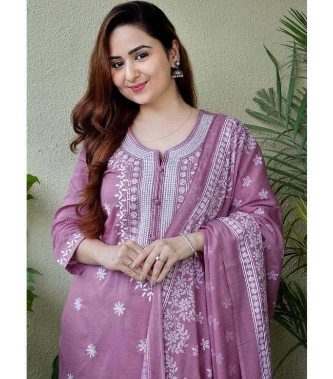 Designer Party Wear Women Cotton Blend Kurta Pant Dupatta Set Indian Pakistani Kurti Salwar Suit