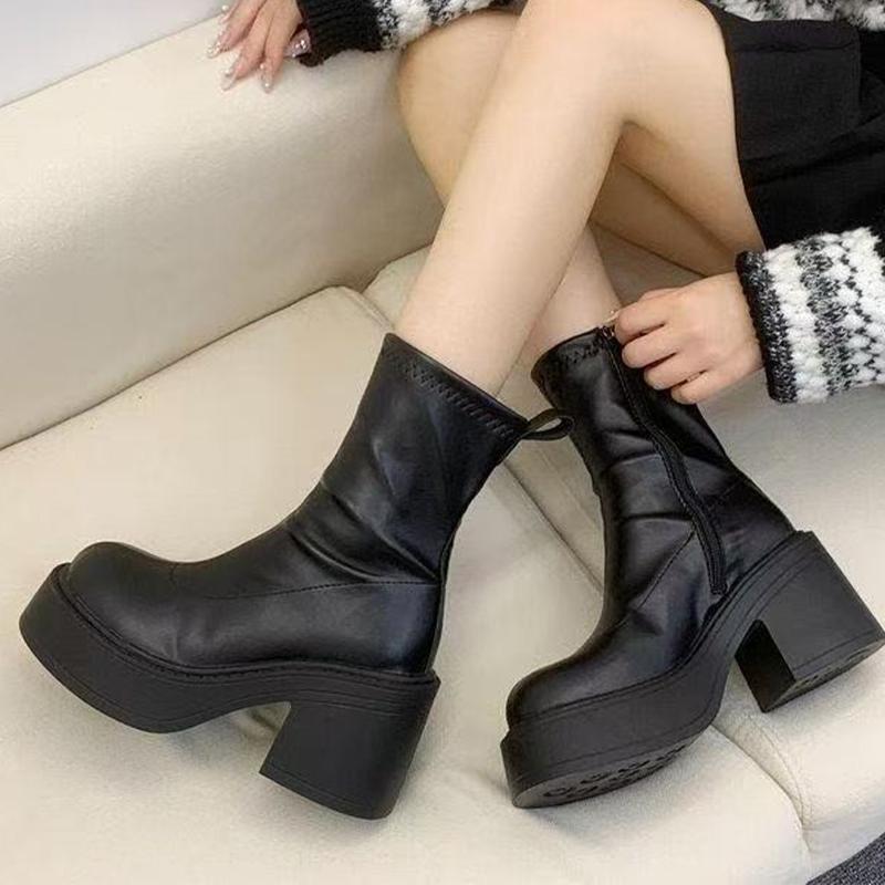 Fashion High Heels Women Ankle Boots Platform Chunky Fashion Shoes Winter Dress Designer Pumps 2025 New Cozy Goth Chelsea Botas De Mujer