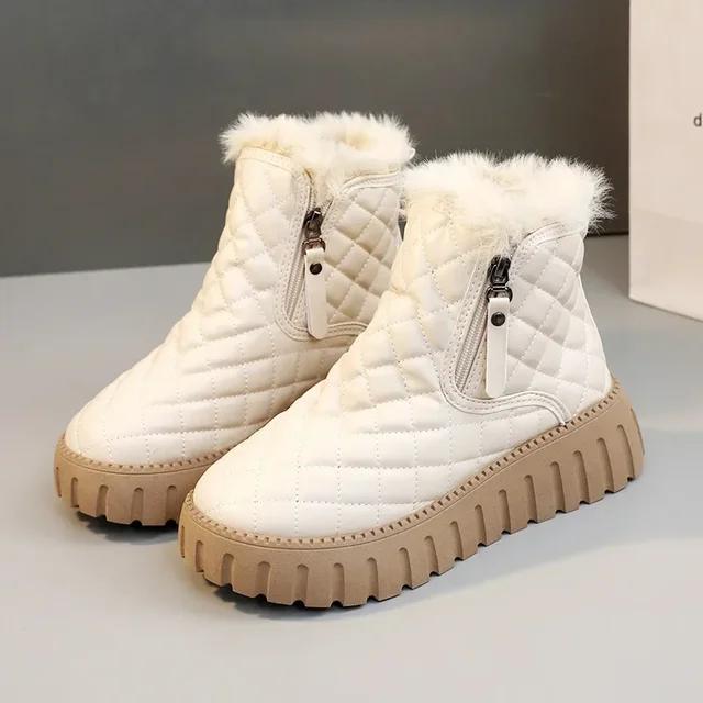 Fashion Women's Winter 2024 Velvet Warm Cotton Boots Thick Bottom Comfortable Side Zipper Cotton Shoes Outdoor Non Slip Snow Boots
