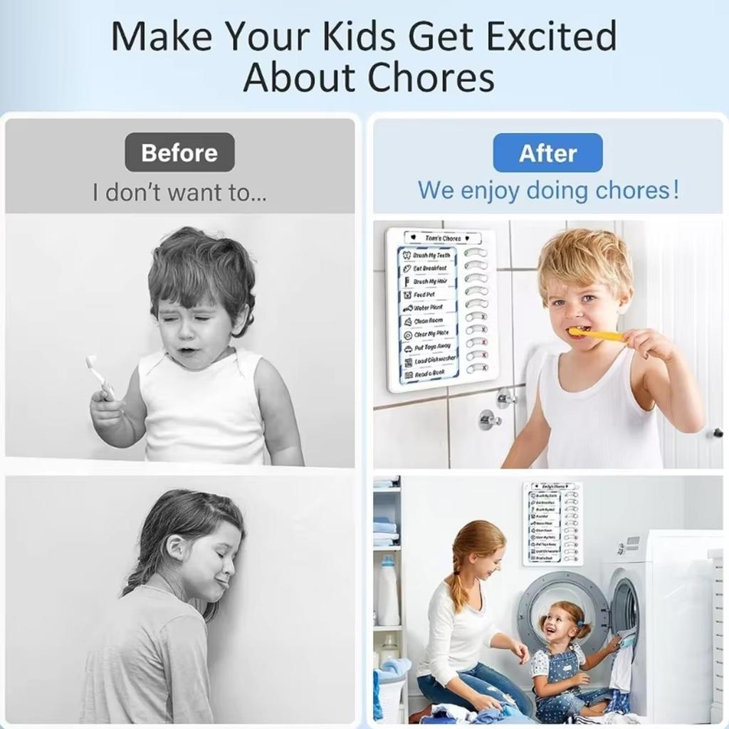 Axroad Mall Magnetic Refrigerator Task Board Set of 2, Kids Daily Planner with Sliding Buttons, Includes Marker, Reusable, 17x22 cm, White