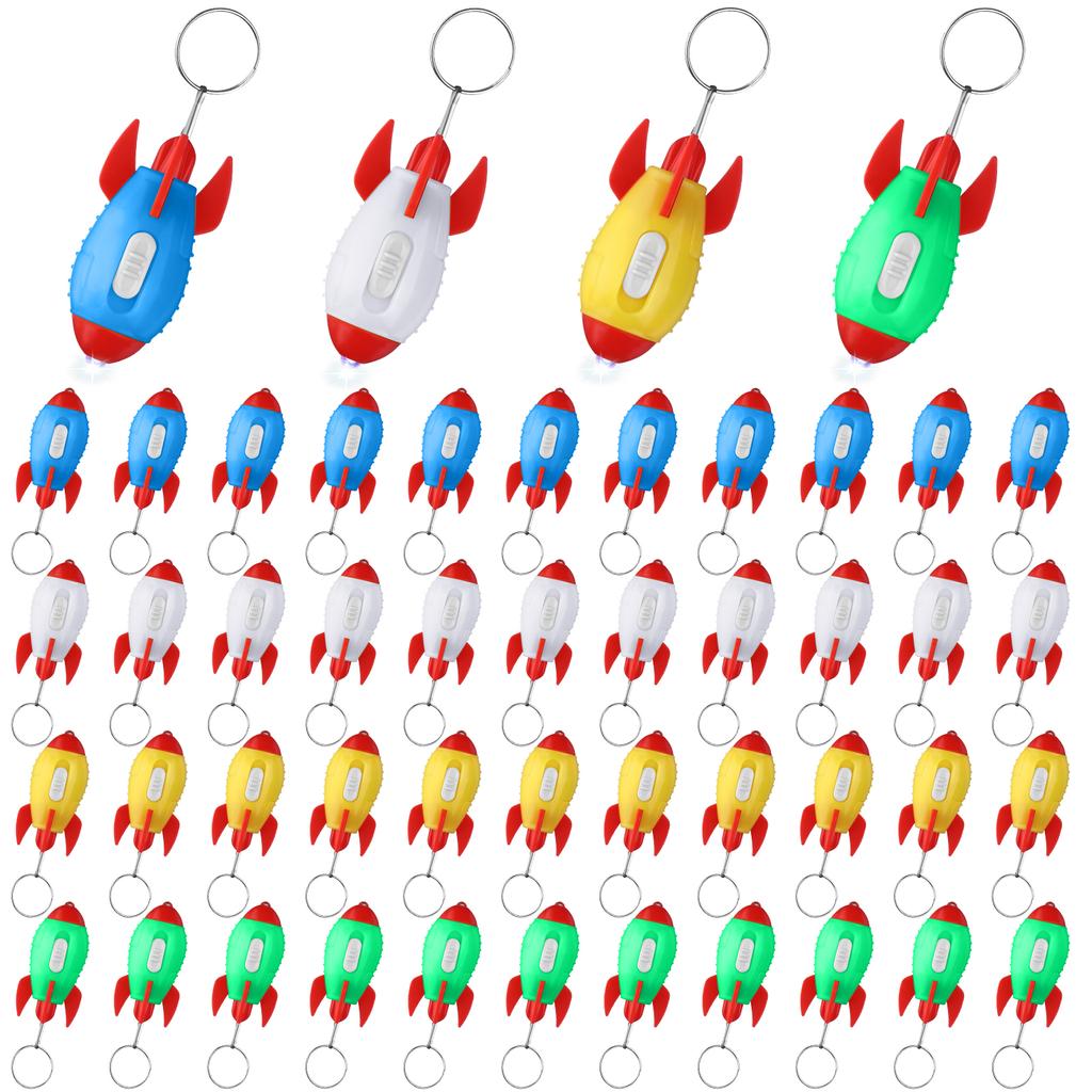 48Pcs Helicopter Mini Flashlight Keychain,Rocket Led Flashlight,Outer Space Party Favors Bulk Small Flashlights For Kids,Mini Le