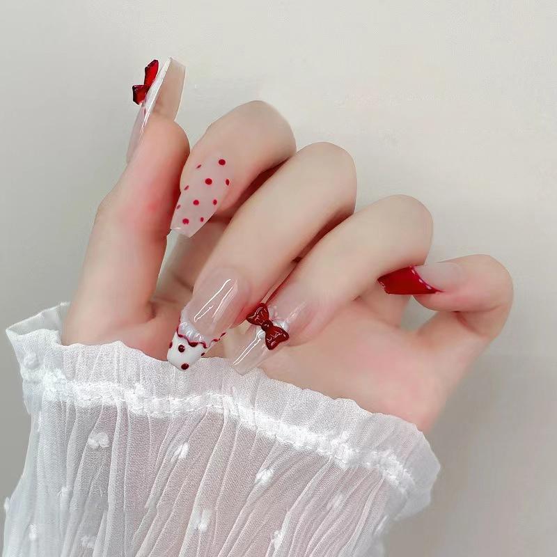 20Pcs Wine Red Resin Bow Nail Charm Bulk Mix Size 3D Ribbon Bowkont Mini Kawaii Nail Art Accessories Diy Cute Nails Decorations