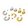 Elegant Geometric 18K Gold Plated Stainless Steel Earrings for Women - Luxury C-Shaped Stud Jewelry Bestseller