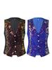 Men's Gradient Velour V-neck Vest with Sequins - Black & Blue Cloud Pattern Stage Wear