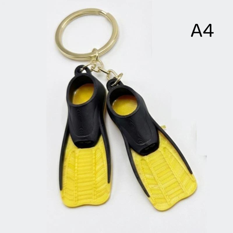1Pcs 3D Printed Mini Diving Fin Key Chain Flipper Keyring Diver Diving Gift Novelty Summer Beach Swimming Pendant For Bags