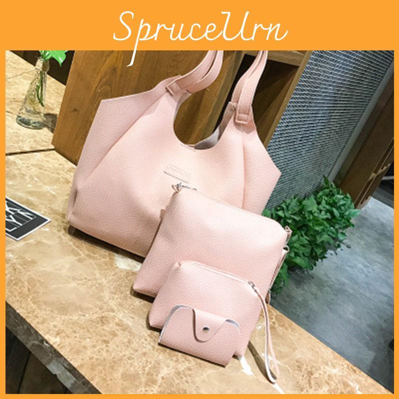 Versatile Fashion Women Handbags Messenger Shoulder Tote Bags 4pcs Set