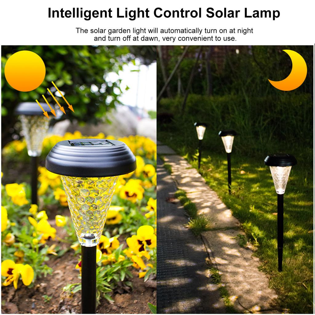 4 Packs Outdoor Lawn Lamp Solar Powered Pathway Light Landscape Decorative Garden Lights Waterproof Glass Lampshade