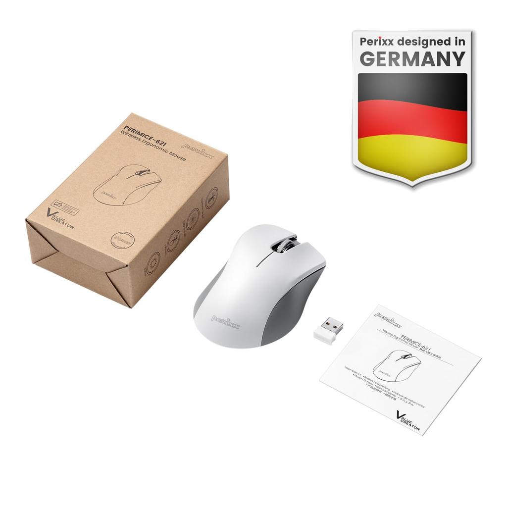 Perixx PERIMICE-621M Wireless Mouse, Silent Click, Wireless (2.4G, Beige)