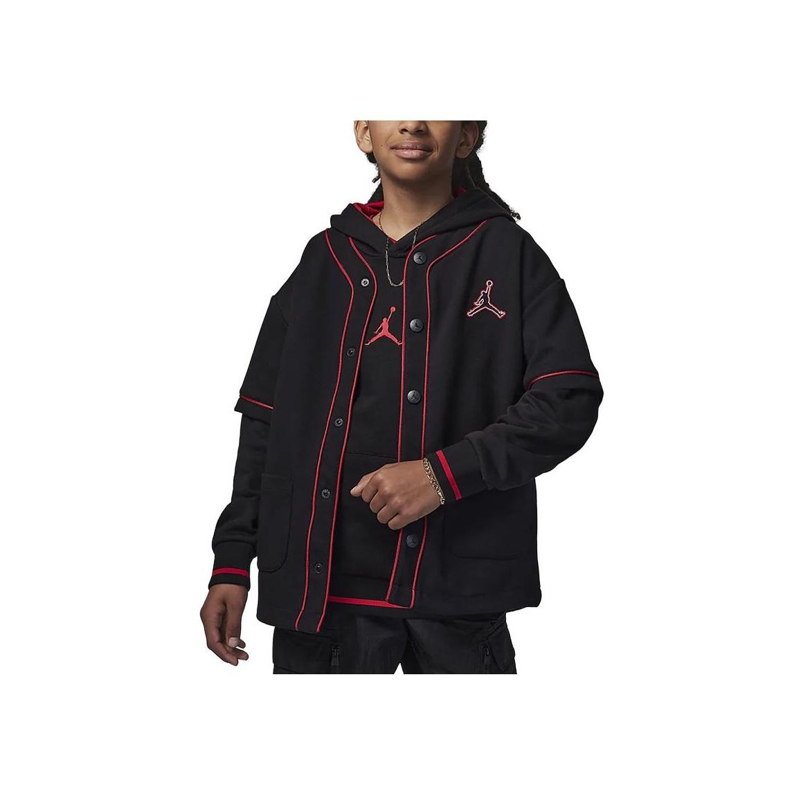 Jordan Kids 2-in-1 Fleece Baseball Jacket Black Gym Red S