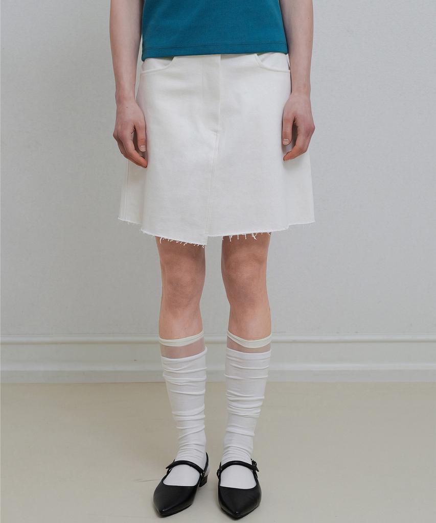 Annies Cotton Twill Mini Skirt (Ivory)